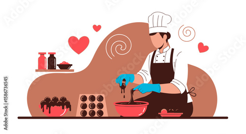 Chocolate Artisanal Love Confections Prepared With Passionate Chef For Romantic Valentine
