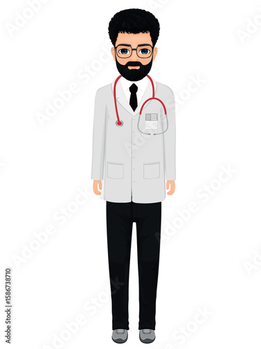 a middle aged male doctor in a lab coat