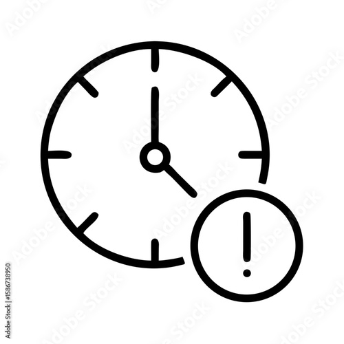 Clock with alert symbol for time management and reminders  