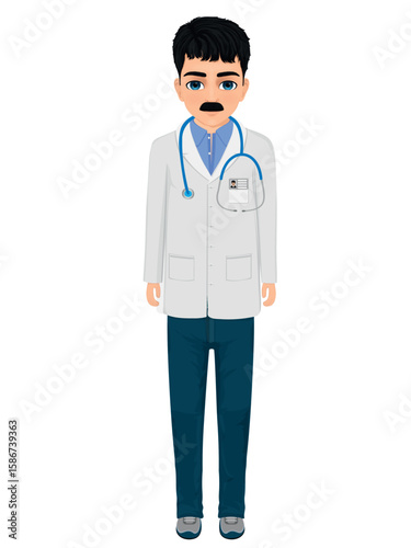 a middle aged male doctor in a lab coat