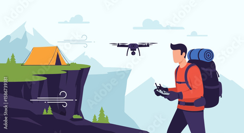 Aerial Views Capturing Majestic Mountain Ranges Exploring Nature Camping With Drone
