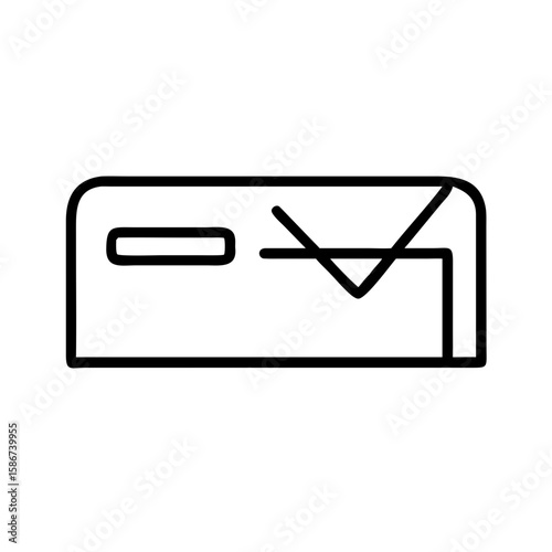 Simple outline of a mail slot with an envelope inserted  