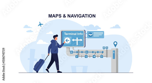 Airport Navigation System Guiding Traveler To Terminal Information Seamless Journey