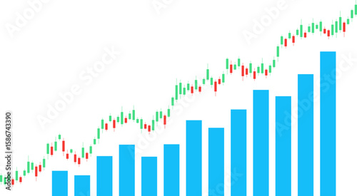 Stock market illustration on isolated background, flat vector illustration