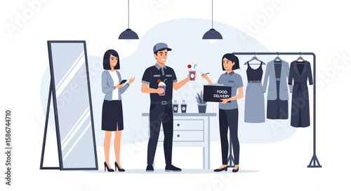 Efficient Beverage Delivery Service Catering to Style Conscious Customers in Fashion Store