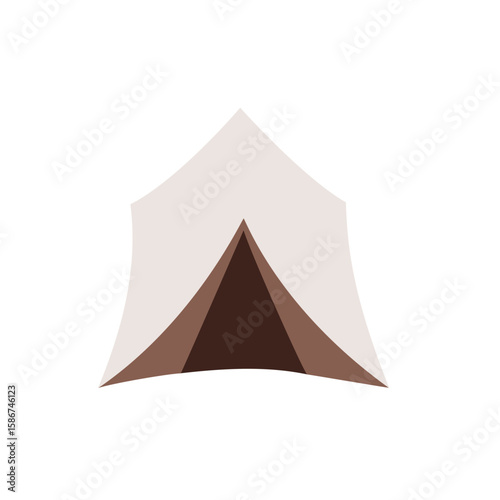Stylish camping tent with a modern design in neutral colors on a transparent background with copy space