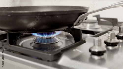 Igniting Gas Stove Burner with Blue Flame