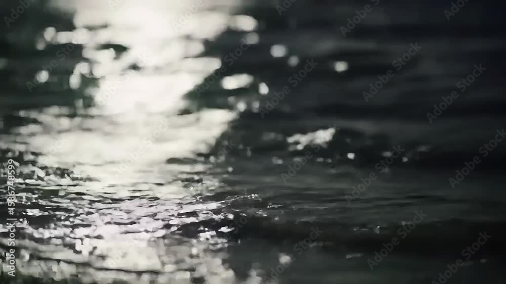 Moonlight reflecting on gently rippling ocean waves Moonlight reflecting on gently rippling ocean waves