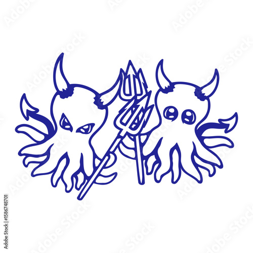 2 Octopus Devil Team Hell Satan Evil Purgatory Naughty