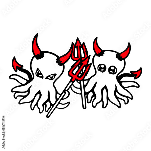 2 Octopus Devil Team Hell Satan Evil Purgatory Naughty