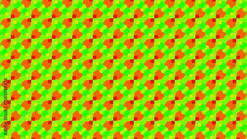 Green red and yellow geometric pattern animation background 4k	
