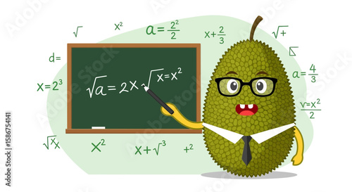 Energetic Jackfruit Teaches Advanced Mathematics With Enthusiasm In A Class Environment