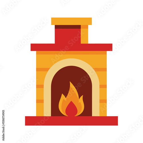 fireplace on white background
