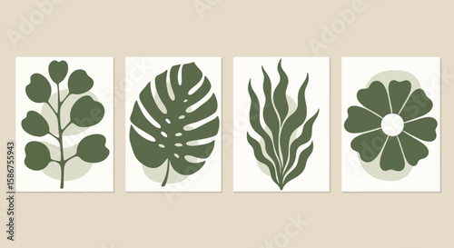 Botanical Artwork Set Minimalist Plant Illustrations for Home Decor and Nature-Inspired Art Prints