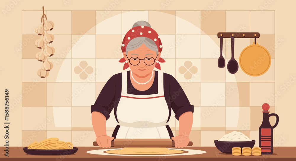 Grandma Creates Italian Cuisine Recipe Traditionally At Her Home Kitchen Grandma Creates Italian Cuisine Recipe Traditionally At Her Home Kitchen