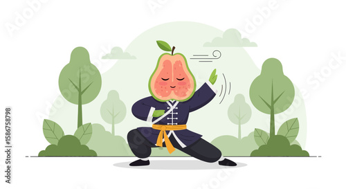 Guava Master Exercising Martial Arts In The Park For Healthy Life
