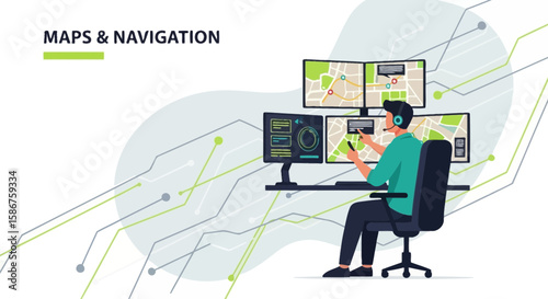 Expert Navigation Professional Monitoring Dispatch System With Multiple Screens