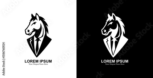 Professional black horse head logo design