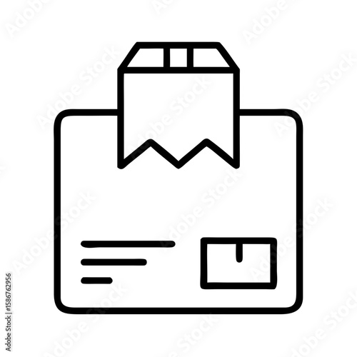 Outline of delivery package with label and address details  