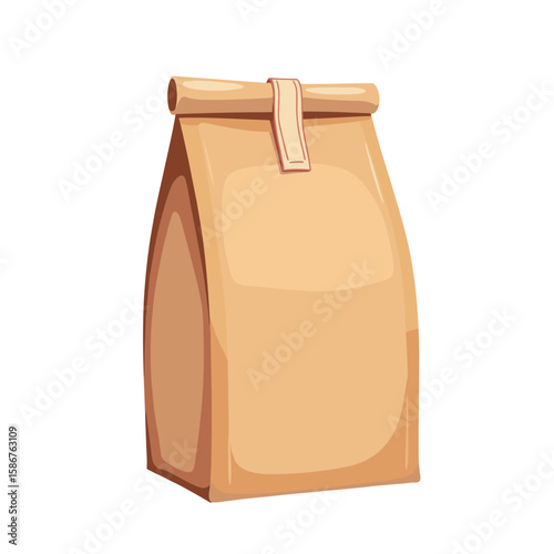 Sealed brown paper bag designed for coffee shop packaging  