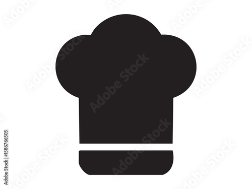 Black silhouette of chef hat isolated on white background, graphic illustration. concept of cooking, culinary arts, kitchen, chef, restaurant, logo, design element