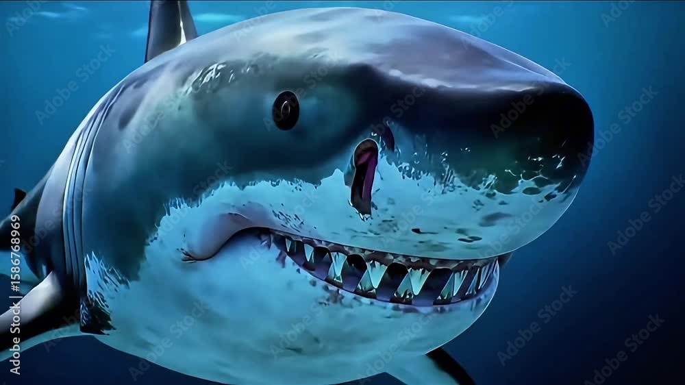 Great White Shark Underwater Close-Up