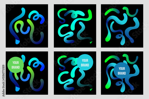vector illustration of a set of glowing pipes . Gradient neon colour of abstract pipes. Glow in the dark background concept