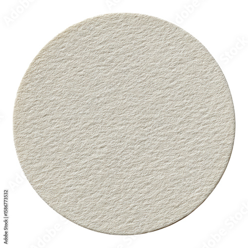 Blank round paper coaster cutout with textured surface ready for stamp or logo isolated on white background