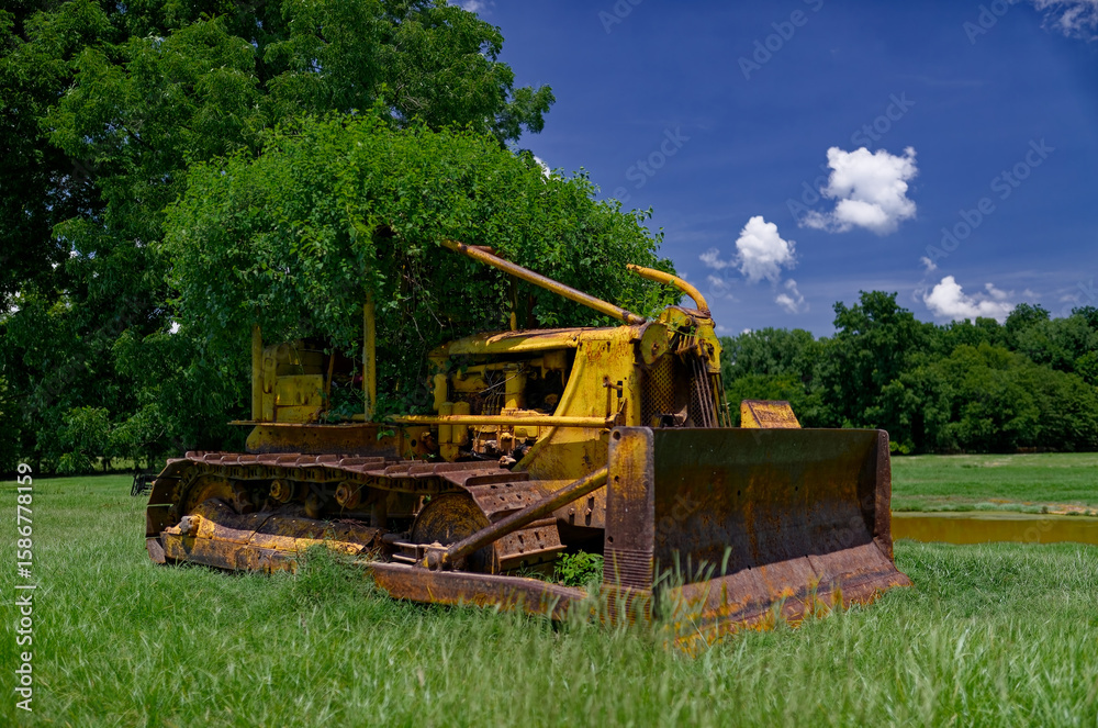 Time Forgotten: Overgrown Rusty Bulldozer in a Meadow Time Forgotten: Overgrown Rusty Bulldozer in a Meadow