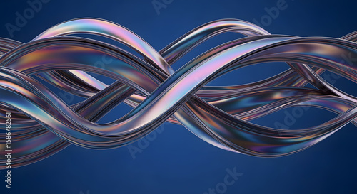 Abstract Metallic Twisted Strands with Iridescent Highlights Modern Design