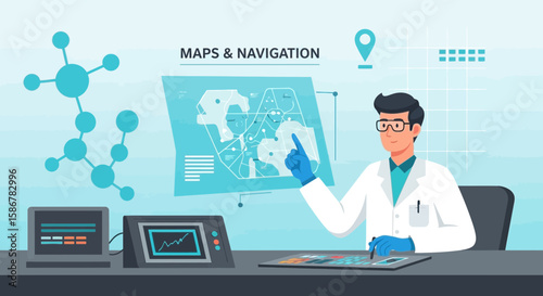 Scientist Analyzing Navigation Data In A Modern Laboratory Setting With Technology