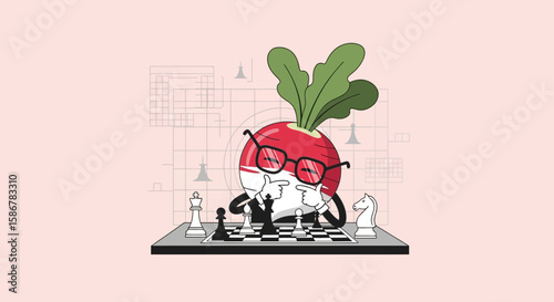 Radish Strategist Analyzing Board Game Moves In A Pensive Stance