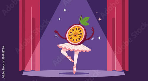 Passion Fruit Ballerina Performing Elegantly On Stage Under A Spotlight