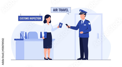 Passport Control And Customs Inspection With Passengers For Air Travel