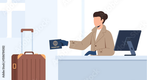 Passport Control At Airport Check In Security Before Boarding Flight Vacation