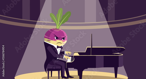 Serious Turnip Concert Pianist Plays For His Fans In The Grand Hall