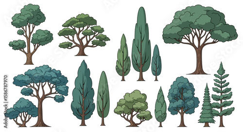 Cartoon Illustrated Trees Collection