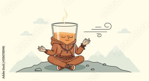 Spiritual Refreshment Meditative Tea Glass Character Find Tranquility in Nature