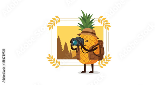 Pineapple Photographer Capturing Scenery With Camera During Tropical Adventure