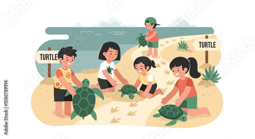 Kids Helping Sea Turtles Reach The Ocean On Summer Volunteering Trip