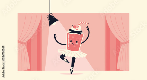 Strawberry Delightful Smoothie Performer Gracefully Dances Under Spotlight On Stage