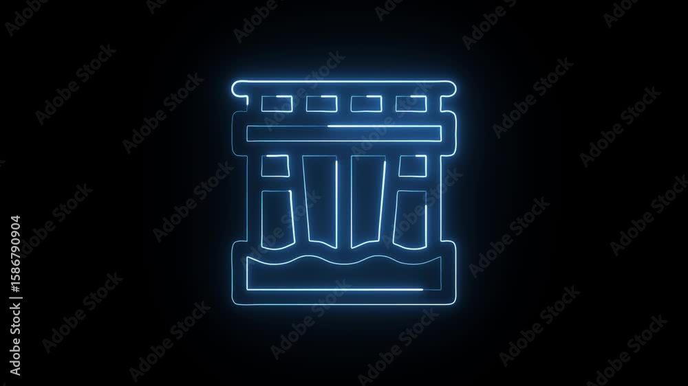 Dam Animation with Glowing Lines on Black Background Dam Animation with Glowing Lines on Black Background