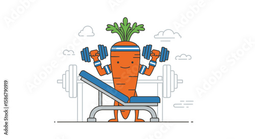 Strong Carrot Lifting Weights In Gym Depicting Healthy Lifestyle And Fitness