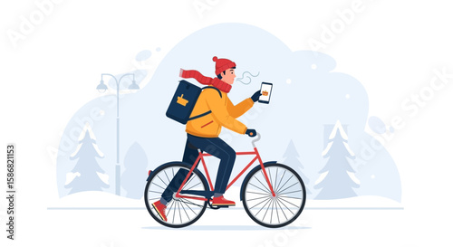Winter Delivery Service by Bicycle with Mobile Tracking in Snowy Weather