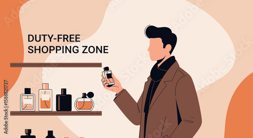Stylish Shopper Inspecting Perfume In A Duty Free Shopping Zone Beautiful Design