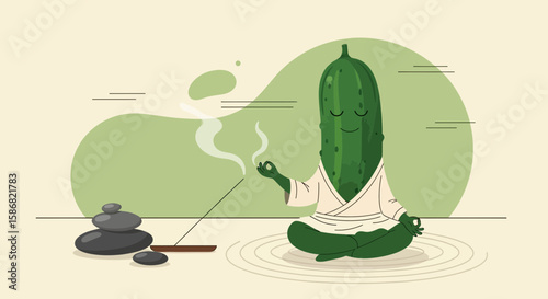 Zen Cucumber Finds Inner Peace With Meditation And Incense In Serene Setting