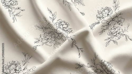 Elegant Floral Pattern on Smooth Fabric in Soft Neutral Tones