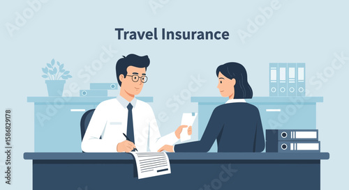 Travel Protection Services Meeting With Agent Preparing For Adventure Abroad