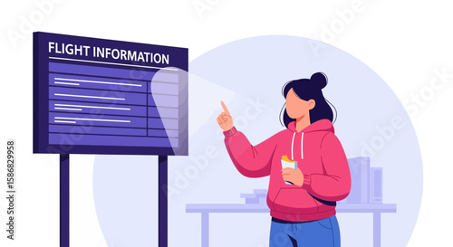 Traveler Checking Flight Information Before Departure At The Airport Terminal