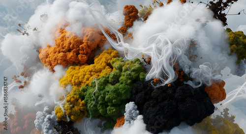 Vibrant Explosion of Colorful Powder and Smoke Abstract Dynamic Background